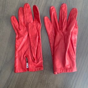 Christian Dior red leather gloves